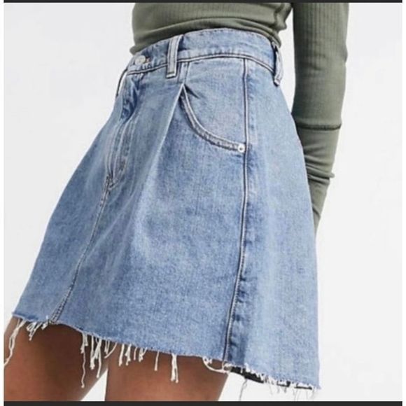 Free People Cosmico Flirt Denim Mini Skirt in Rain Blue OB1193075 Women’s Size 2 - Picture 8 of 10